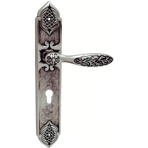 CLASS Дверная ручка на пластине 1060/1010 Shamira Cyl СТАРИННОЕ СЕРЕБРО МАТОВОЕ + КОРИЧНЕВЫЙ