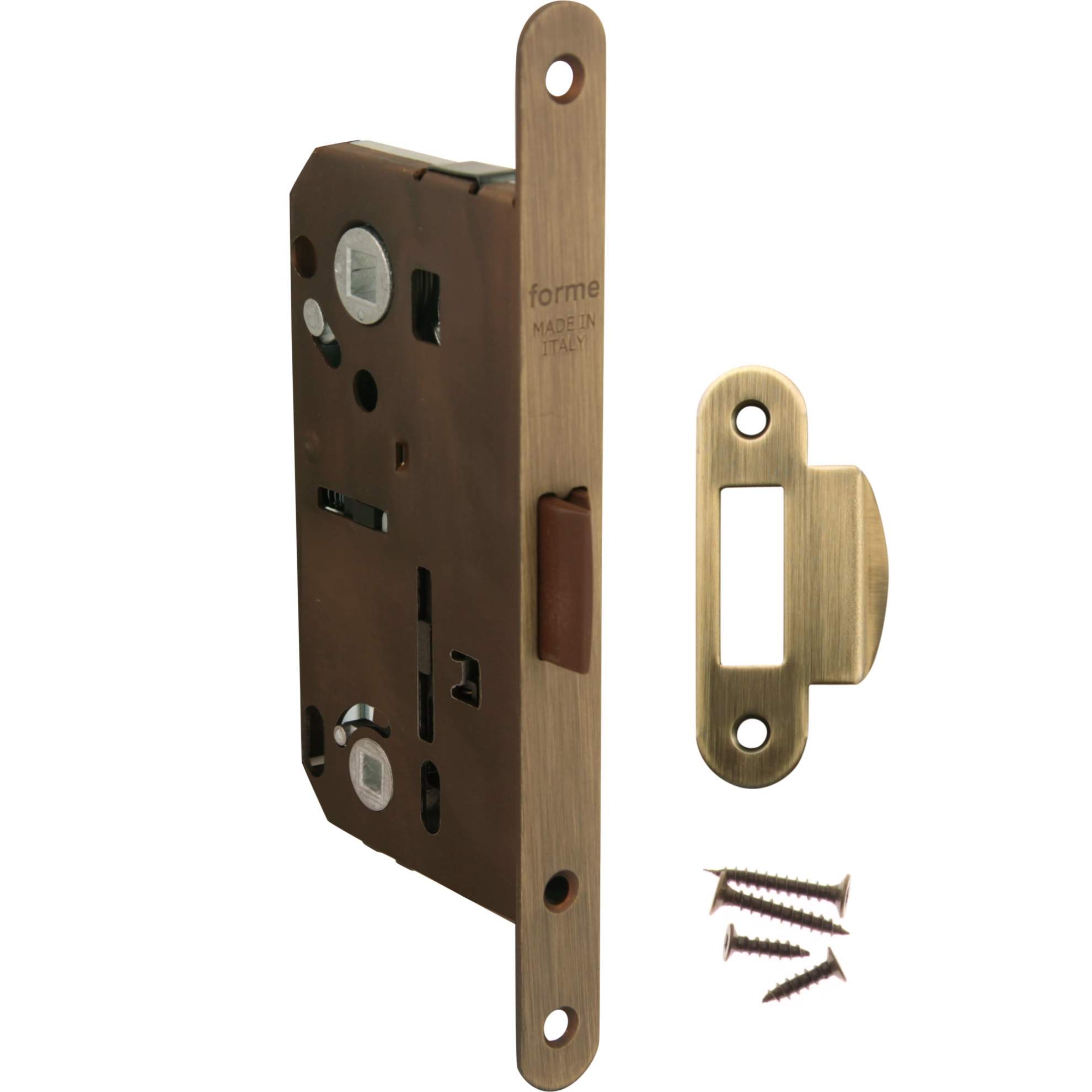 FORME MECCANICO Замок врезной F120.12.33 Wc-95mm с ответной планкой МАТОВАЯ БРОНЗА